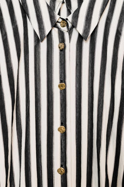 VESTIDO MIDI COMBINADO RAYAS CINTUR?N / Crudo / Negro - Zara фото 11