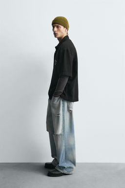 CAMISA FLUIDA BORDADO / Negro