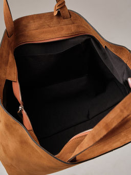 Замшевая сумка шоппер Texas DBR 31390 коричневый лист  фото 11