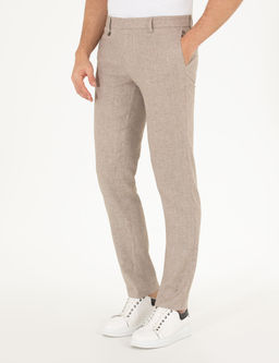 A__k Kahverengi Keten Kar___ml_ Jogger Kuma_ Pantolon