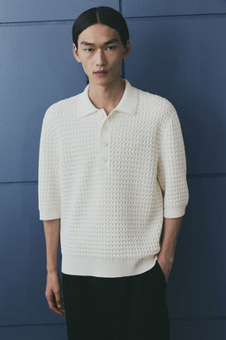 Regular Fit Waffle-knit polo shirt - H&m фото 2
