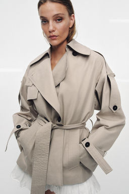 TRENCH OVERSIZE WATER REPELLENT ZW COLLECTION / Gris claro - Zara фото 2