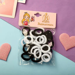 Цена за 4 шт. Резинки для волос «Выбражулька», набор 30 +-1 шт., d=1.4 см, ассорти, чёрно-белые