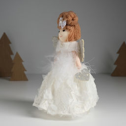 Интерьерная кукла текстильная Ангелочек в белом цветочном платье, 8?7?16.5 см