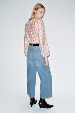 Z.08 BELTED WIDE-LEG CROPPED JEANS - Zara фото 4