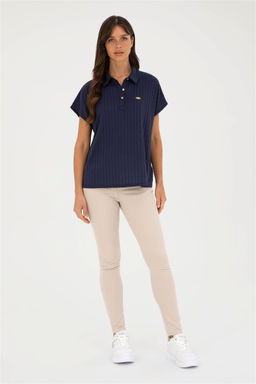 Женская темно-синяя футболка с воротником-поло Неожиданная скидка в корзине - U.s. polo assn фото 4