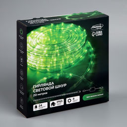 Световой шнур Luazon Lighting, 10 мм, IP65, 20 м, 24 LED/м, 220 В, 8 режимов, свечение зелёное  фото 2