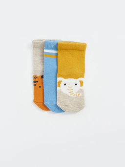 Bask?l? Erkek Bebek Soket ?orap 3l? - Waikiki фото 2