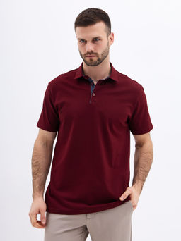 Джемпер мужской с воротником поло короткий рукав GREG G144-PO1246T-SAS2081(бордо)