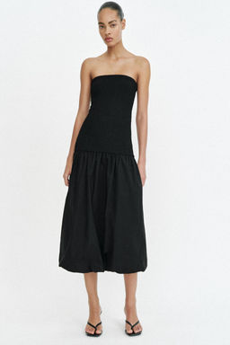 VESTIDO PALABRA DE HONOR COMBINADO / Negro