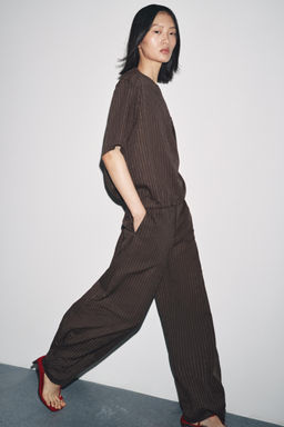 ZW COLLECTION STRIPED LINEN BLEND TOP - Zara фото 4