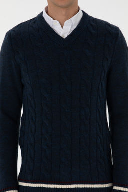 Erkek Regular Fit V Yaka Lacivert Kazak - U.s. polo assn фото 6