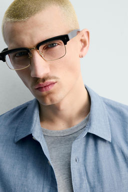 Рубашка Camisa relaxed fit chambray синяя