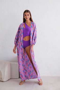 10962 Кимоно длинное сиреневое с принтом - Martichelli фото 5