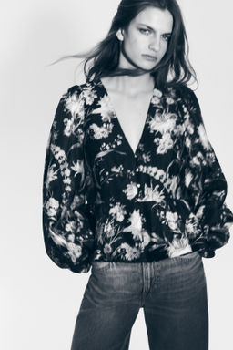 Blusa en mezcla de lino con peplum - H&m фото 3