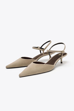 SUEDE KITTEN-HEEL SLINGBACKS - Zara фото 8