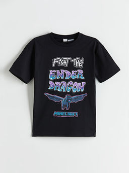 Bisiklet Yaka Minecraft Bask?l? Erkek ?ocuk Ti??rt