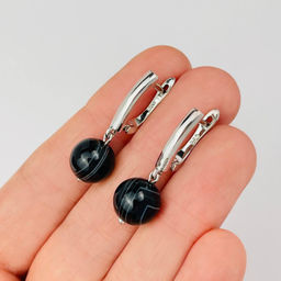 Серьги с полосатым Агатом