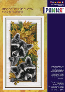 Набор для вышивания PANNA J-1778 Любопытные еноты 15 х 27 см
