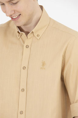 U. S. Polo Assn Мужская рубашка светло-коричневого цвета с длинным рукавом - U.s. polo assn фото 14