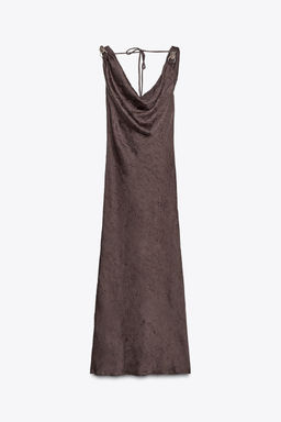 CRINKLE-EFFECT SATIN MIDI DRESS - Zara фото 12