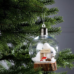 Ёлочный шар Заяц, 10х13 см, 1 LED, от батареек, свечение тёплое белое - Luazon lighting фото 3