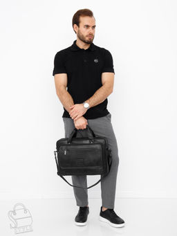 Портфель мужской кожаный 710XL black Fuzhiniao