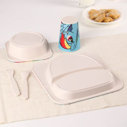 Набор детской бамбуковой посуды, 5 предметов: тарелка, вилка, ложка,стакан,миска Радуга Дэш, My Little Pony - Hasbro фото 5