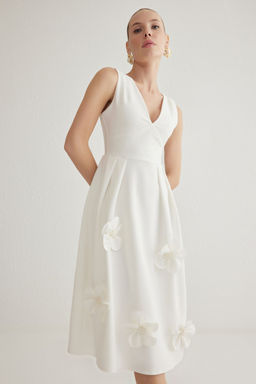 TRENDYOLMILLA Siyah A-Kesim V Yaka Cicek Detayl? Dokuma S?k Abiye Elbise TPRSS25EL00075  фото 7