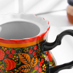 Чайник керамика «Яркий», 800 мл, хохлома