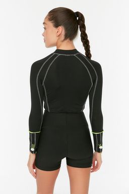 Siyah Crop Neon Fermuarl? Kol Buzgu Detayl? Orme Spor Ust/Bluz TWOSS21BZ0445 - Trendyolmilla фото 6