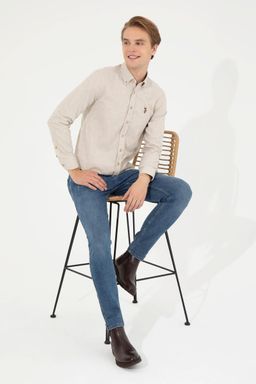 U. S. Polo Assn / Рубашка мужская бежевая Uzunkol Basic