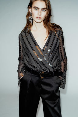 SATIN BARREL TROUSERS WITH BELT - Zara фото 3