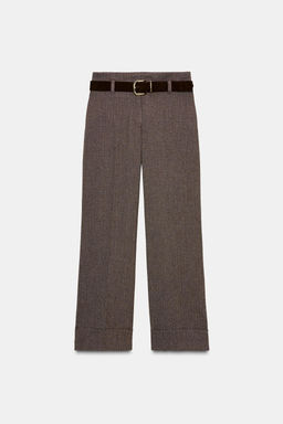 HERRINGBONE TROUSERS WITH BELT - Zara фото 6