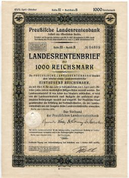 Облигация 4,5% 1000 рейхсмарок 1939 года Германия