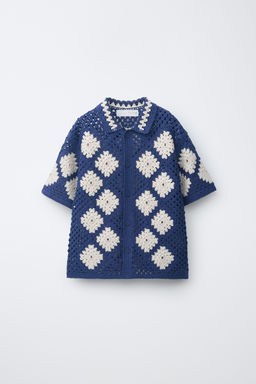 SOBRECAMISA ROMBOS PUNTO CROCHET / Marino - Zara фото 2