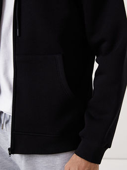 Kap??onlu Uzun Kollu Erkek Fermuarl? Sweatshirt