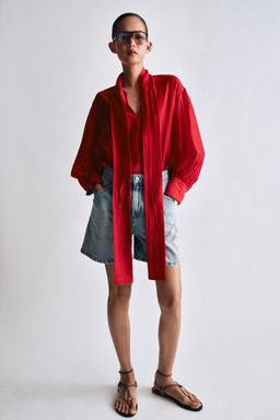 CAMISA SATINADA LAZADAS ZW COLLECTION / Rojo