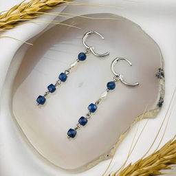 Серьги длинные из Содалита и Жемчуга - Радуга самоцветов фото 3