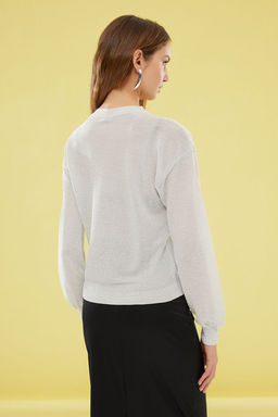 TRENDYOLMILLA Gumus Transparan Gorunumlu Simli Kalite Triko H?rka TWOSS24HI00008  фото 14