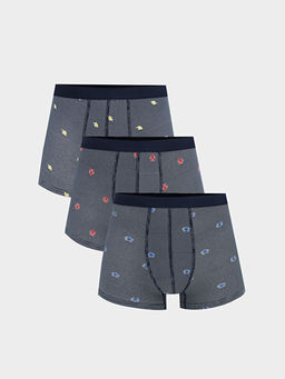 Standart Kal?p Bask?l? Erkek Boxer 3l?