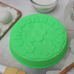 Форма для выпечки Доляна С Праздником, силикон, 21.5?5 см, сиреневая  фото 6