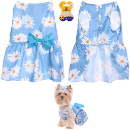 Цена за 2 шт. Платье для кошек и собак мелких пород "Бонита на прогулке", ромашки, размер ХL, длина спинки 32-34см