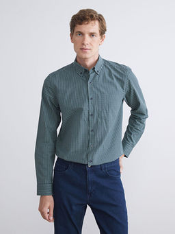 Regular Fit Uzun Kollu Ekose Poplin Erkek G?mlek