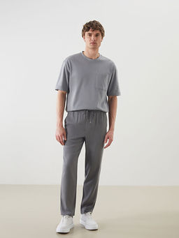 Bisiklet Yaka Bask?l? Penye Erkek Ti??rt