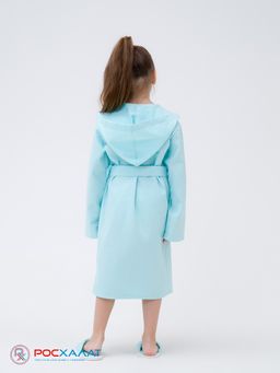 Детский вафельный халат с капюшоном мятный В-07 (19)