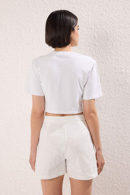 Beyaz Pamuklu Astarl? Brode K?sa Sort & Bermuda TWOSS25SR00225 - Trendyolmilla фото 7