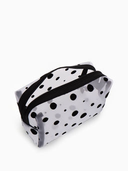 Косметичка женская DOT, с рисунком, сетка, на молнии, белая