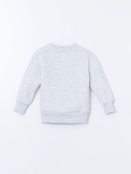 Bisiklet Yaka Bask?l? Erkek ?ocuk Sweatshirt