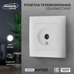Розетка ТВ Luazon Lighting «Антей», скрытая, IP20, одноместная, белая